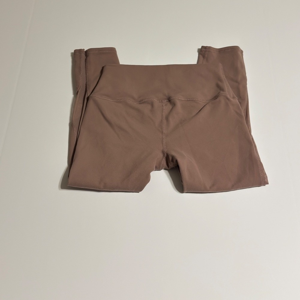 Alo Yoga High Waist Mesh Panel Leggings Mauve Brown Crop Tights - Picture 4 of 5